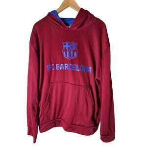FC BARCELONA Garnet Red Blue Messi Active Outdoor Pullover Hoodie SZ L